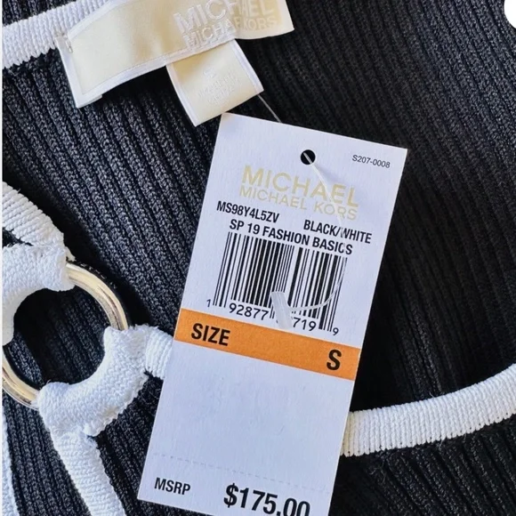 NWT Michael Kors Sleeveless Rib Knit Midi Bodycon Dress Size S Stretch Crow Neck - Picture 5 of 7